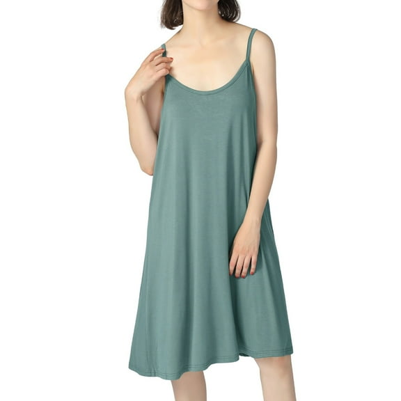Defitshape Women's Bamboo Nightgown Sleepwear Cotton Cami Loungewear Plus Size Night Dress Soft Sleeveless Short Summer Camisole Pj Pajama Sleep Dress Green 4X