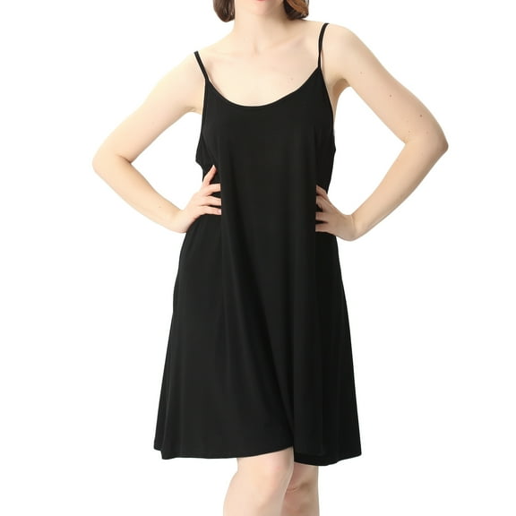 Defitshape Women's Bamboo Nightgown Sleepwear Cotton Cami Loungewear Plus Size Night Dress Soft Sleeveless Short Summer Camisole Pj Pajama Sleep Dress Black L