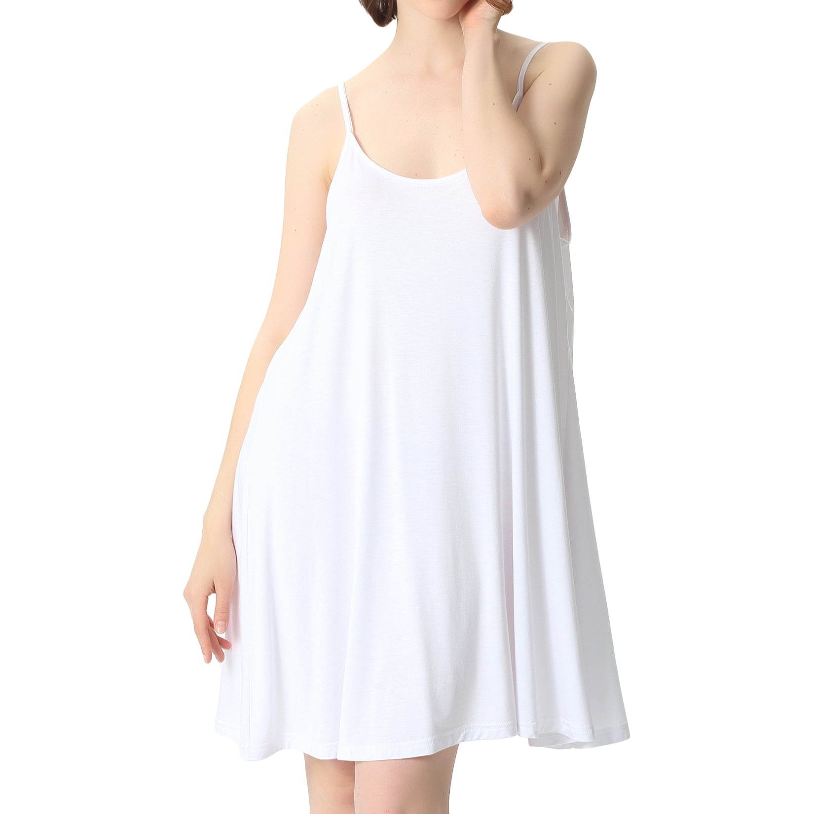 NACHILA Women's Bamboo Viscose Nightgown - Sleeveless V-Neck Sleepshirt, Plus Size S-XXL, Aqua Green - View #5