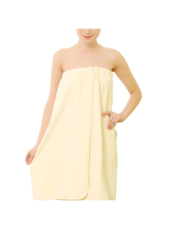 Women's Bathrobe Lightweight Terry Body Shower Wrap Towel Spa Soft Beach Cover Up Beige One size fits all