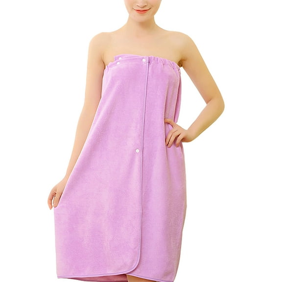 Defitshape Women's Bathrobe Lightweight Terry Body Shower Wrap Towel Spa Soft Beach Cover Up Light Purple One size fits all