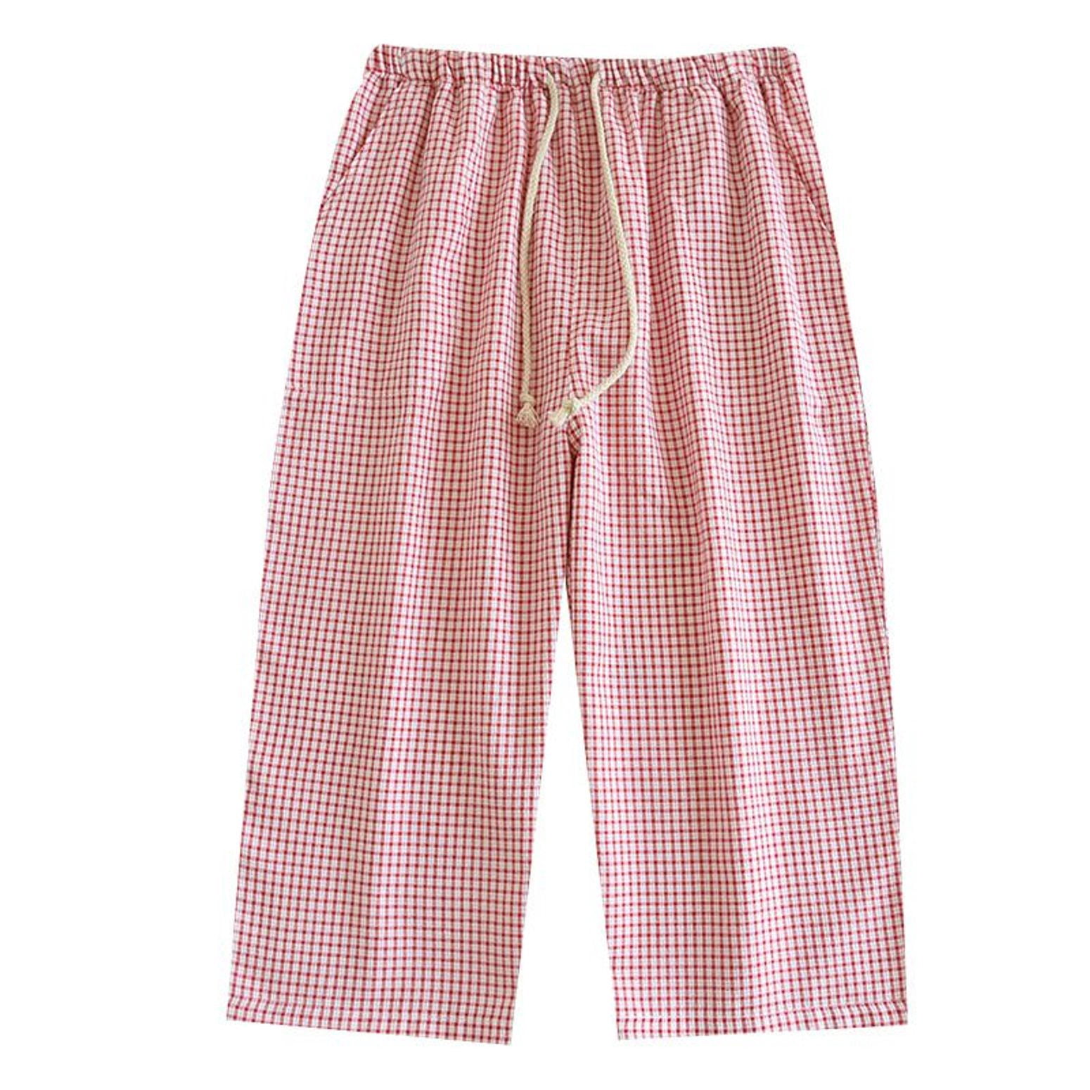 Defitshape Women's Capri Pajama Pj Bottoms Plaid Printed Sleep Pants ...