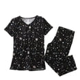 thumbnail image 1 of Defitshape Women's Capri Pajama Set 2 piece Pj Cartoon Printed Chic Cute Cotton Pant Sleepwear Short Sleeve Summer Loungewear Patterned7 Large, 1 of 1