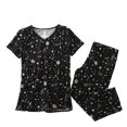 thumbnail image 1 of Defitshape Women's Capri Pajama Set 2 piece Pj Cartoon Printed Chic Cute Cotton Pant Sleepwear Short Sleeve Summer Loungewear Patterned7 XX-Large, 1 of 1