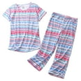 thumbnail image 1 of Defitshape Women's Capri Pajama Set Loungewear Pant Sleepwear Short Sleeve Summer Cotton Elastic Cute Band Lounge Style10 Small, 1 of 5