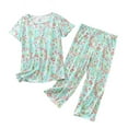 thumbnail image 1 of Defitshape Women's Cartton Pajamas Plus Size Cute Capri Pajama Set Cotton Blend Comfy Short Sleeve Lightweight Pjs Patterned17 XX-Large, 1 of 1