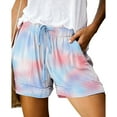 thumbnail image 1 of Defitshape Women's Casual Shorts Drawstring Elastic Waist Cotton Blend Summer Beach High Waisted with Pocket Lounge Camo Leopard Tie Dye Print Comfy Soft Patterned18 XX-Large, 1 of 2