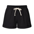 thumbnail image 1 of Defitshape Women's Casual Shorts Drawstring Shorts Cotton Loose Fit Drawstring Summer Mid Rise Black 26, 1 of 1
