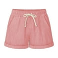 thumbnail image 1 of Defitshape Women's Casual Shorts Drawstring Shorts Cotton Loose Fit Drawstring Summer Mid Rise Pink 26, 1 of 1