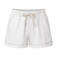 thumbnail image 1 of Defitshape Women's Casual Shorts Drawstring Shorts Cotton Loose Fit Drawstring Summer Mid Rise White 26, 1 of 1
