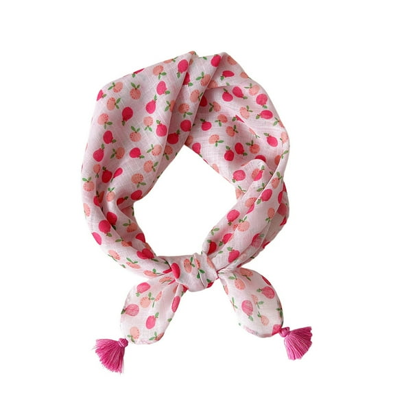 Defitshape Women's Chic Bandana Casual Hair Scarf Cute Spring Soft Fall Summer Thin Tulle Fringe Breathable Headscarf Style21 One Size