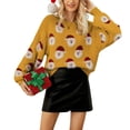 thumbnail image 1 of Defitshape Women's Christmas Pullover Sweaters Long Sleeve Knit Sweater Winter Cute Fall Warm Printed Knitwear Golden X-Large, 1 of 1
