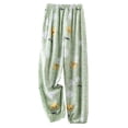 thumbnail image 1 of Defitshape Women's Comfy Lounge Pants Closed Pajama Bottoms Loungewear Elastic Band Pj Sleep Longline Elastic Patch Pocket Nightwear Green Small-Large, 1 of 1