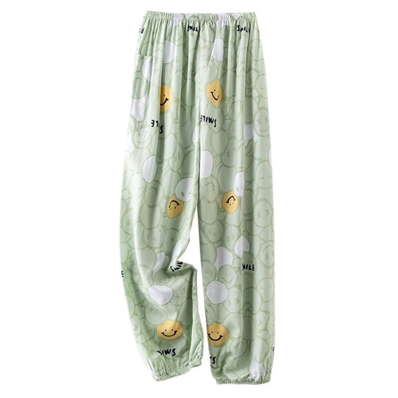 Defitshape Women's Comfy Lounge Pants Closed Pajama Bottoms Loungewear Elastic Band Pj Sleep Longline Elastic Patch Pocket Nightwear Green Small-Large