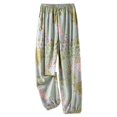 thumbnail image 1 of Defitshape Women's Comfy Lounge Pants Closed Pajama Bottoms Loungewear Elastic Band Pj Sleep Longline Elastic Patch Pocket Nightwear Grey Green Small-Large, 1 of 1