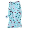 thumbnail image 1 of Defitshape Women's Cotton Nightgown Long Sleeve Sleepwear Cute Loungewear Short Cartoon Nightdress Elephant Green X-Large, 1 of 2