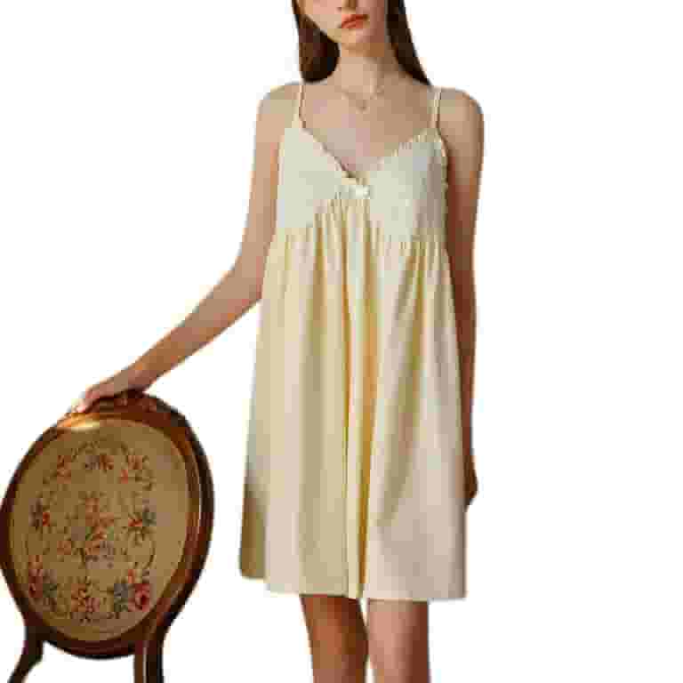 Defitshape Women's Cotton Nightgown Victorian Sleeveless Pjs Soft