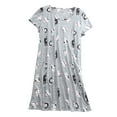 thumbnail image 1 of Defitshape Women's Cotton Nightgowns & Sleepshirts Patterned Night Dress Sleepwear Summer Soft Sleep Shirt Short Sleeve Pajama Dress Cute Cartoon Grey Cat X-Large, 1 of 5