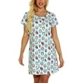 thumbnail image 1 of Defitshape Women's Cotton Nightgowns Soft Short Sleeve Sleep Shirt Printed Sleepshirts Cute Nightdress Short Night Gown Pajama Dress Summer Short Sleeve Sleepwear Blue Large, 1 of 5