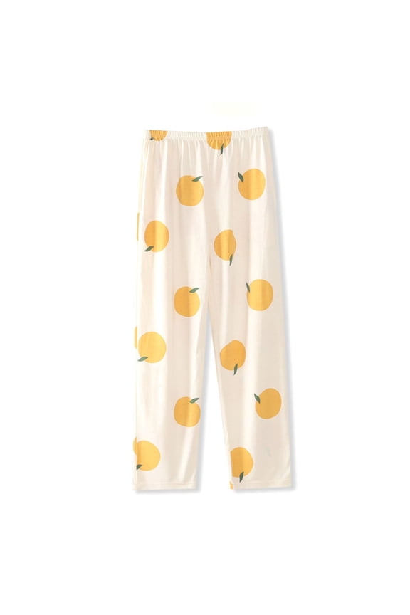 Women's Cotton Pajama Pants Cute Sleep Capris Comfy Summer Pocket Soft Loose Fit Casual Elastic Waist Lounge Pants Yellow Small