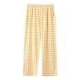 thumbnail image 1 of Defitshape Women's Cotton Pajama Pants Plaid Pj Sleep Lounge Bottom Comfy Elastic Loose Band Printed with Pocket Yellow X-Small, 1 of 5