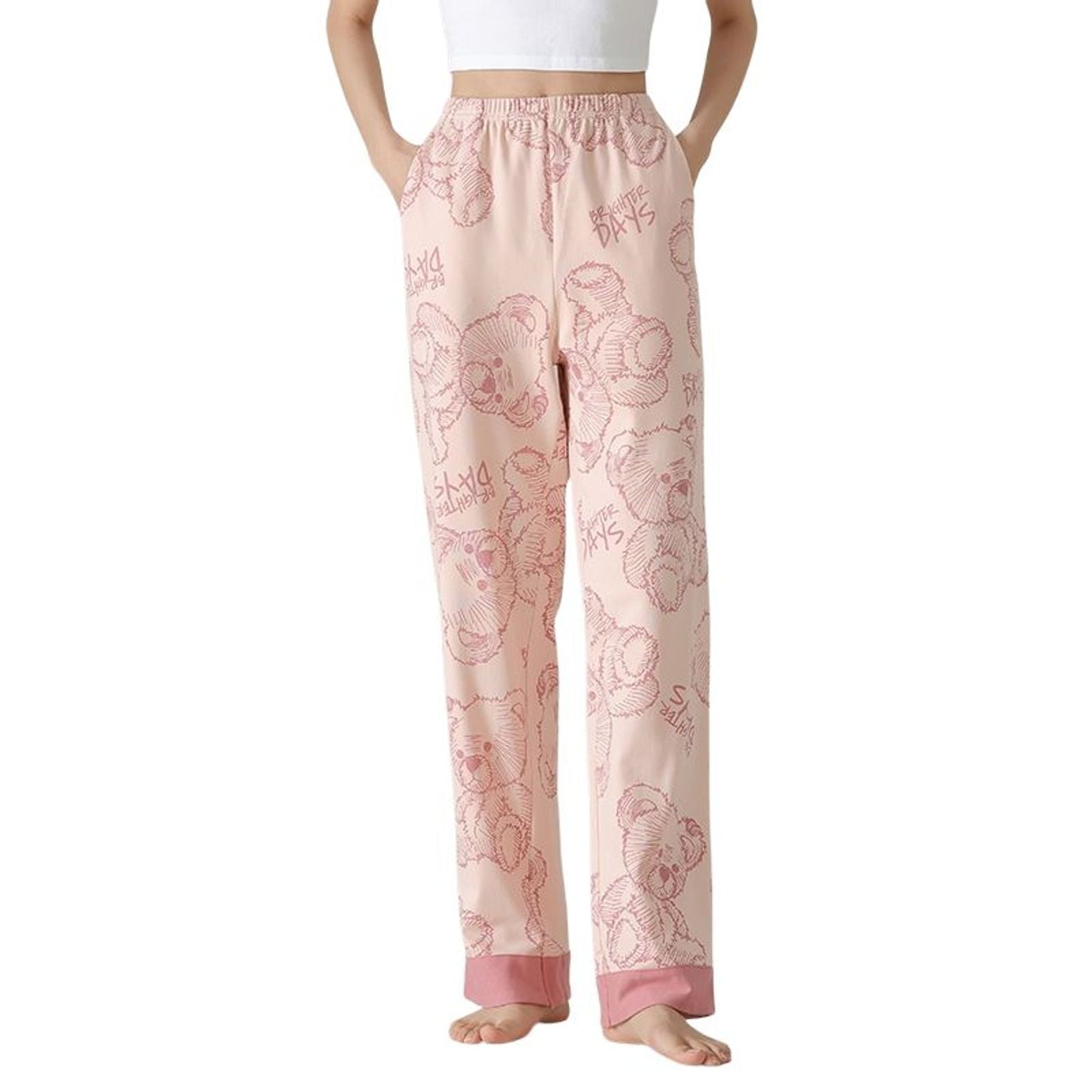 Defitshape Women's Cotton Pajama Pants Plaid Printed Pj Bottoms Elastic ...