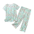 thumbnail image 1 of Defitshape Women's Cotton Pajama Set Short Sleeve Shorts Cute Pjs Soft Fall Summer Casual Capri Loose Lounge Cool Spring 2 Piece Sleepwear Patterned6 3X-Large, 1 of 4