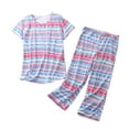 thumbnail image 1 of Defitshape Women's Cotton Pajama Set Short Sleeve Shorts Cute Pjs Soft Fall Summer Casual Capri Loose Lounge Cool Spring 2 Piece Sleepwear Patterned7 Small, 1 of 1