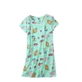 thumbnail image 1 of Defitshape Women's Cotton Pajama Shirt Cute Cartoon Short Sleeve Nightgown Soft Summer Sleep Shirt Printed Short Pj Lightweight Thigh Length Sleep Gown Sleepwear Style7 Neon Green X-Large, 1 of 4