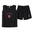 thumbnail image 1 of Defitshape Women's Cotton Pajamas Cute 2 Piece Short Casual Comfy Soft Fall Spring Tank Cool Sleeping Loose Pjs Black X-Large, 1 of 4