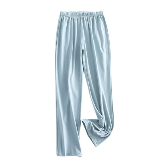 Defitshape Women's Cotton Pajamas Pants Comfy Pj Bottoms Lightweight Elastic Waist Lounging Stretchy Loungewear Blue Medium