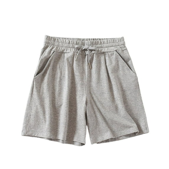 Defitshape Women's Cotton Pajamas Soft Pjs Comfy Drawstring Cool Mid Rise Loose Fit Sleeping Lounge Walk Shorts Summer Elastic Waist Shorts Grey Medium