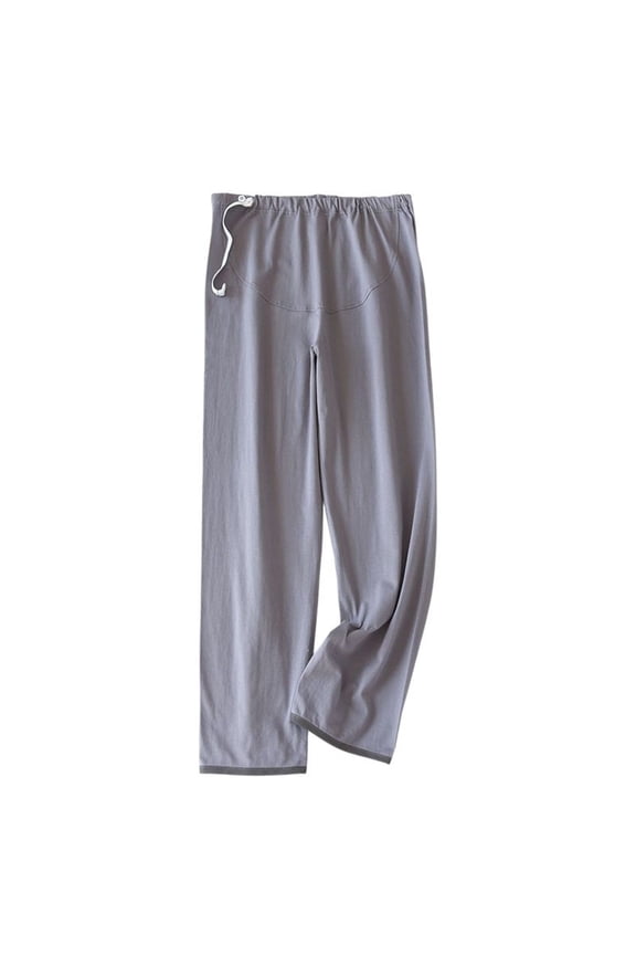 Women's Cotton Postpartum Pajama Pants Full Cotton Lounge Pj Bottoms 3rd Trimester Elastic Band Empire Waist Fall Loose Nightwear Grey Medium