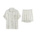thumbnail image 1 of Defitshape Women's Cotton Shorts Pajama Set Cute Cartoon Printed 2 Piece Short Sleeve Shirt Shorts Set Soft Pjs Summer Sleepwear Cute Lightweight Lounge Set Tulip Medium, 1 of 1