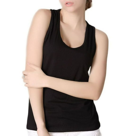 Defitshape Women's Sleeveless Tank Top Soft Cami Pajamas Yoga Cotton Spring Summer Cool Camisole Casual Crew Neck Black Small