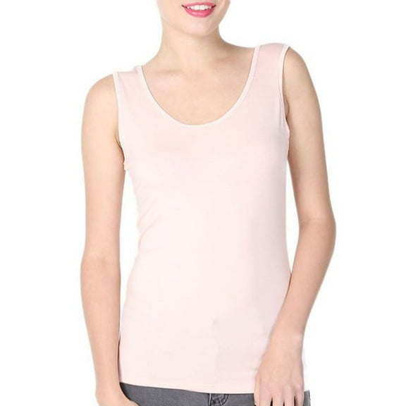 Defitshape Women's Sleeveless Tank Top Soft Cami Pajamas Yoga Cotton Spring Summer Cool Camisole Casual Crew Neck Light Pink Small