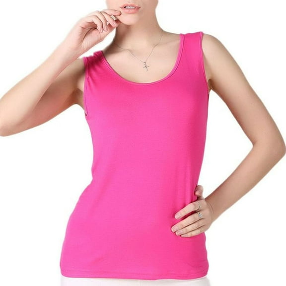 Defitshape Women's Cotton Top Sleeveless Pajama Top Yoga Summer Tank Sleepwear Fitted Crew Neck Fall Soft Cool Spring Tank Top Rose X-Large