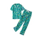 thumbnail image 1 of Defitshape Women's Cute Capri Pajamas Set Cotton Soft Summer Pant Cartoon Printed Casual Thin Lounge Short Sleeve Pjs Patterned1 Medium, 1 of 4