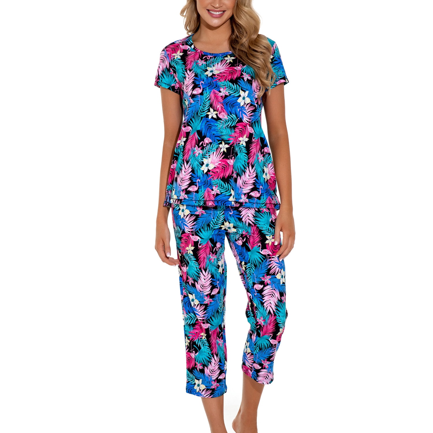 Cotton Flower Print Two Piece Summer Pajama Set For Women O Neck, Elastic  Waist, Loose Fit, Wide Leg, Plus Size, Perfect For Sleeping And Nighttime  Comfort From Cnlongbida, $12.82