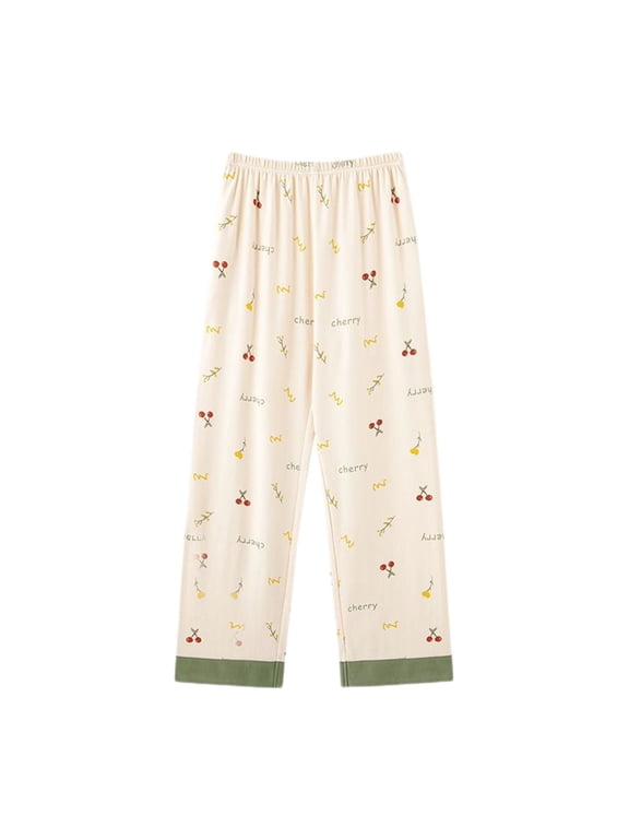 Women's Cute Pajama Pant Pj Bottoms Summer Printed Sleepwear Soft Lounge Fall Light Spring Stretchy Loose Cotton 539 Green Small