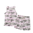 thumbnail image 1 of Defitshape Women's Cute Pajama Set Sleevelss Shorts Pi Sleep Cotton Loungewear Printed Elastic Comfy Band Loungewear Pink X-Large, 1 of 1