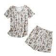 thumbnail image 1 of Defitshape Women's Cute Pajamas Cotton Pjs Soft Cartoon Short Summer Fall Drawstring Spring Lounge Pajama Set Style7 X-Large, 1 of 4