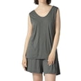 thumbnail image 1 of Defitshape Women's Cute Plus Size Pajama Set Soft Pjs Cotton Sleeveless Short 2 Piece Lightweight Thin Tank Summer Loose Sleepwear Dark Grey 3X-Large, 1 of 5