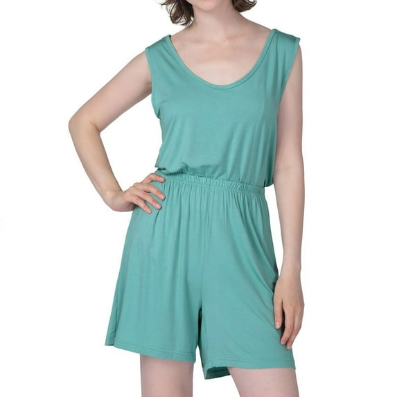 Defitshape Women's Cute Plus Size Pajama Set Soft Pjs Cotton Sleeveless Short 2 Piece Lightweight Thin Tank Summer Loose Sleepwear Mint Large