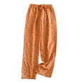 thumbnail image 1 of Defitshape Women's Drawstring Cotton Pajama Pants Full Cotton Pj Bottoms Loose Printed Peasant Home All Seasons Lounge Pants Orange Medium, 1 of 1
