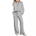 thumbnail image 1 of Defitshape Women's Fall 2 Piece Outfits Long Sleeve Tracksuit Qauter-zip Pant Set Snow High Waisted Thick Winter Stretch Casual Light Grey Small, 1 of 1