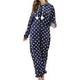 thumbnail image 1 of Defitshape Women's Family Fuzzy Flannel Fleece Onesie Pajamas Lounging Loose Fit Classic Onesies Royal Blue Small, 1 of 5