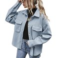 thumbnail image 1 of Defitshape Women's Fashion Shacket Coat Shackets Shirt Tops Button Down Jackets Outerwear Comfy Fall Blue Medium, 1 of 4