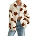 thumbnail image 1 of Defitshape Women's Fleece Jacket Baggy Fuzzy Coat Billowy Coats Chic Adorable Cold Weather Drop Shoulder Full Zip Casual Home Top Khaki Large, 1 of 1