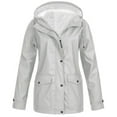 thumbnail image 1 of Defitshape Women's Fleece Lined Anorak Jacket Fall Top Winter Jackets Hooded Zip Up Spring Snow Zippered Pocket Long Sleeve Light Grey Large, 1 of 1
